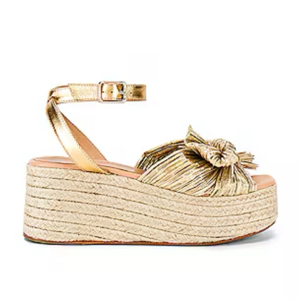 Pleated Knot Flatform Espadrille in Gold LOEFFLER RANDALL Posey 37/7